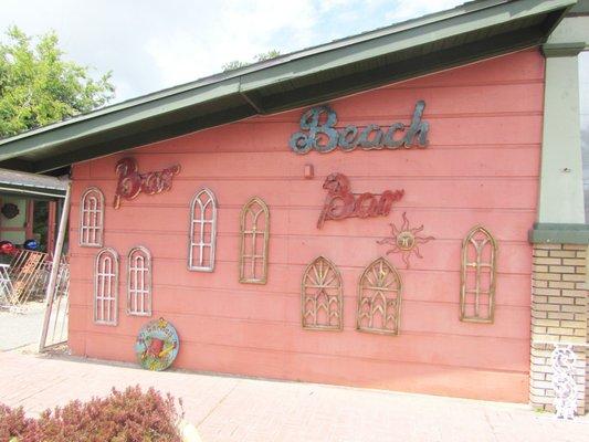 Metal and wooden signs.