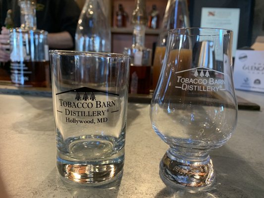 Tasting glasses- we got to keep the Glen Karen glass (on the right) with our tour