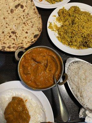 Chicken Biryani, Lamb Tikka Masala, Tandoori Roti