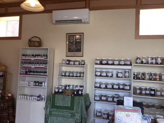 We have a large selection of bulk herbs and organic teas.