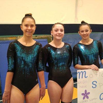 Annie, Jilly, and Becca at NJ State Xcel Championships