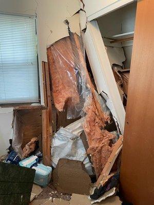 The destroyed bedroom