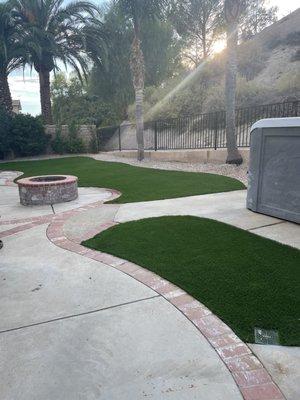 This is the new turf and rocks around the palms and the perimeter of the house that was done in my backyard.