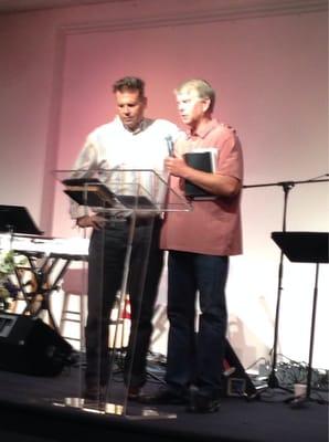 Pastor Dave and Pastor Jeff (Hills Church) at combined service.