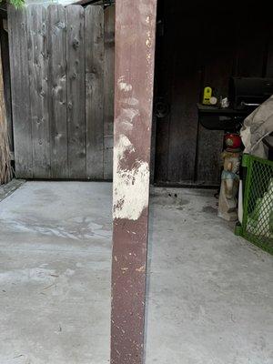 Concrete splattered on my outside porch area. He never used a cover for my bbq and anything else outside. It all got covered in concrete.