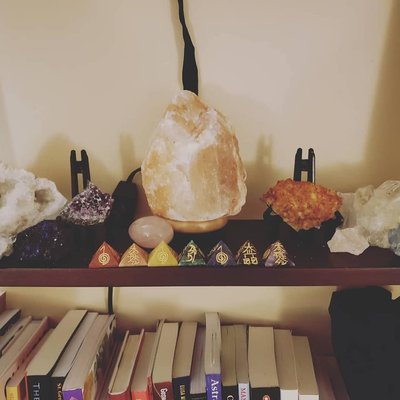 Bookshelf & Crystals