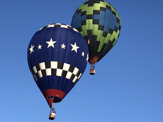 7/14/18. Saturday. 7:30 am. 78 degrees. U.S. National Hot Air Balloon Championship above the grounds here. 3rd consecutive year hosting!