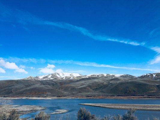 Beautiful view of the lake from the highway.