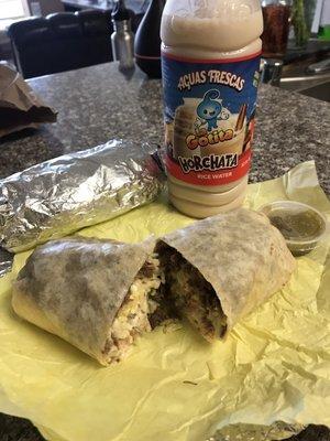 California burrito with an Horchata