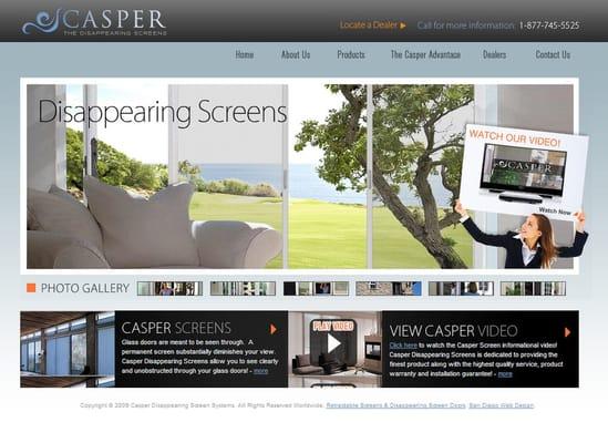 Casper Screens web site design.