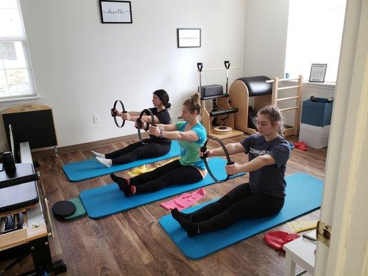 PIlates Mat Class with the circle