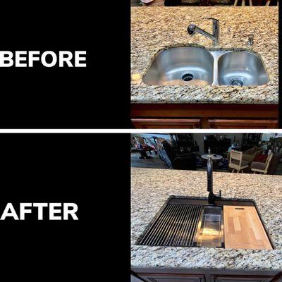 Turn that old double bowl sink into a new modern work station!