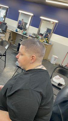 Grey haircolor with Skin fade!