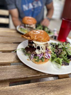 The burger--amazing! With an egg on top