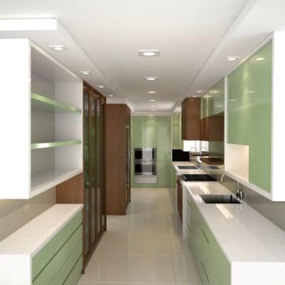 One of Equilibrium Interior Design Inc's renderings for a kitchen in a Manhattan condominium renovation.