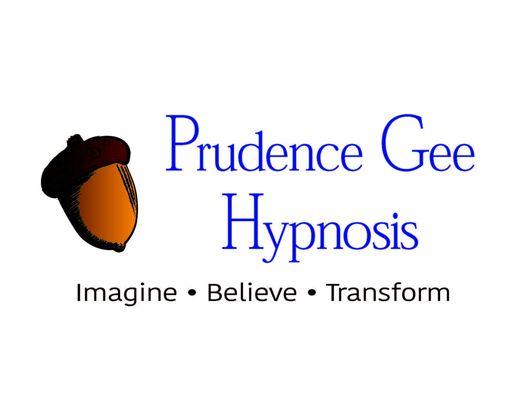 Acorn logo for Prudence Gee Hypnosis with tagline of Imagine Believe Transform