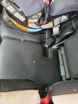 Specifically asked them to vacuum the back seat. They assured me they would. This is what I received. Very poor quality.