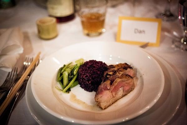 Lemongrass Grilled Pork Loin, Coconut Forbidden Rice, and Pickled Mustard Greens