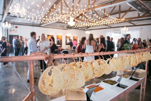 Hanging Flatbread Station - Elle and Jay Launch Party