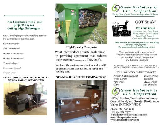 Compactor, chute and Trash room odor control services.