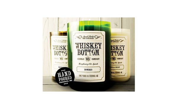 Whiskey Bottom Candles Logo Design, Website Design, and Label Design