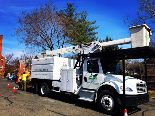 Our bucket truck on site at a commercial property.