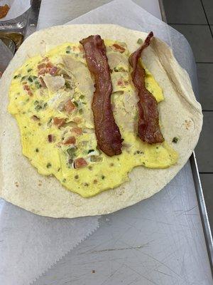 Turkey, Cheese & Bacon Omelette Wrap