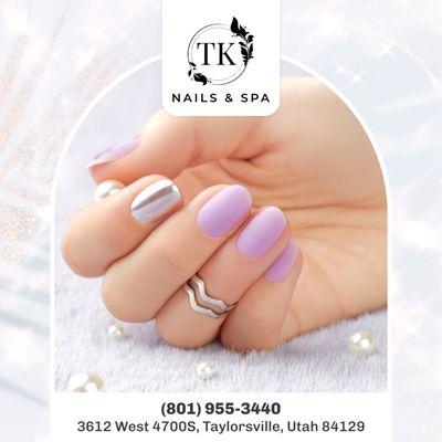 Discover the magic of beautifully styled nails at TK Nails and Spa! 
 We offer the trendiest looks to make you feel fabulous.