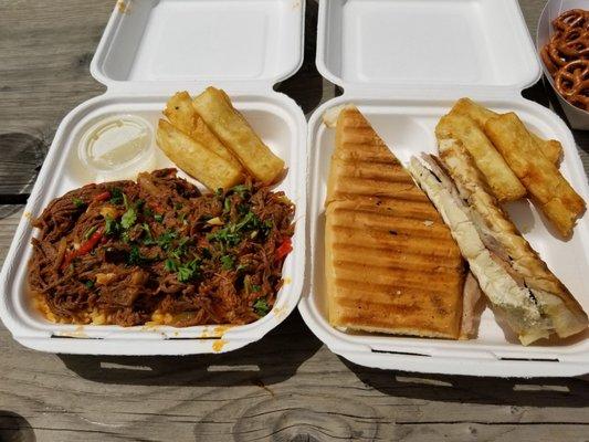 Ropa vieja and cubano sandwich. Super delicious!