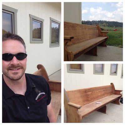 On site recondition for church benches.