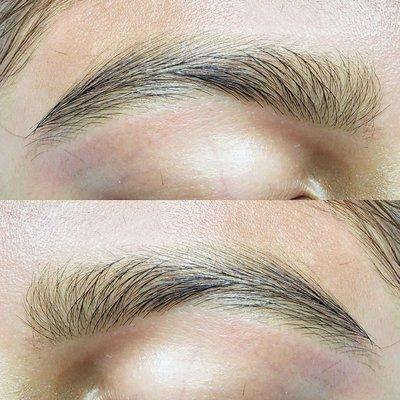 Soft brow waxing