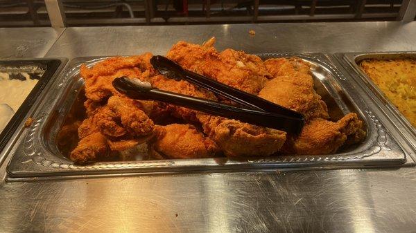 Fried chicken, everyday plus on the breakfast bar.