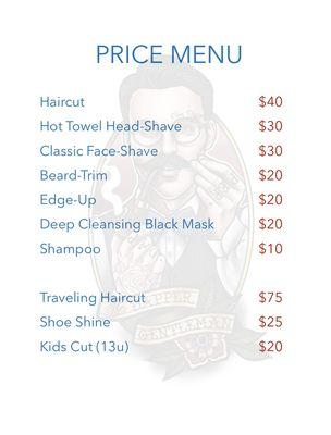 Price Menu & Services Provided