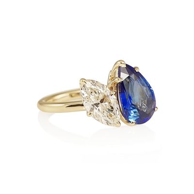 Marquise and Pear Sapphire Two Stone Engagement Ring for India