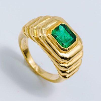 Bulgari 18k Gold Colombian Emerald Ring Emerald Weight approx 1.26. Circa - 1980's