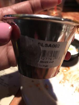 This cup was given to me with my sauce in it. Unwashed!!