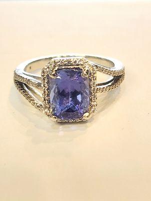 14k white gold set with 3ct Tanzanite