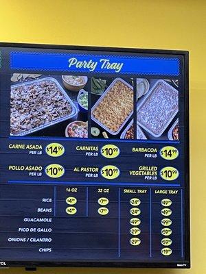 Party tray prices May 2022