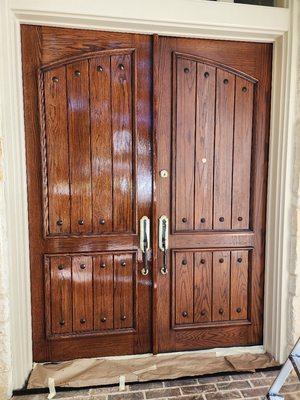 Charlie's refinish vs old front door. Just one example of his work, you can't even see his finished drywall texture patches.