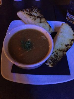 Beef and veggie soup starter.  The bread that came with it was pretty tasty