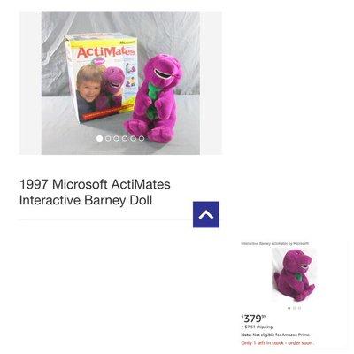 The Donated Barney Top Photo/Bottom Photo is the exact one sold on Amazon.