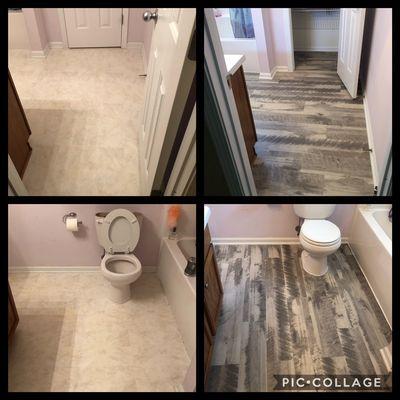 Installed vinyl plank flooring