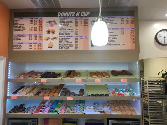 Menu and donuts