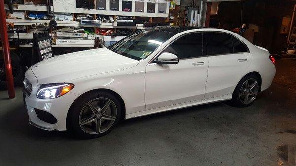 This gorgeous 2017 C Class came in for 20% smoke tints... nothing like some privacy on your new car