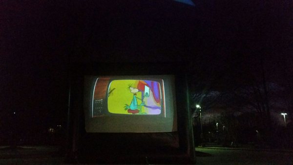 How The Grinch Stole Christmas playing outside.