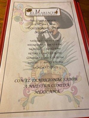 Menu cover