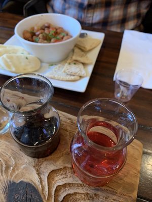 Bean dip and wine flight