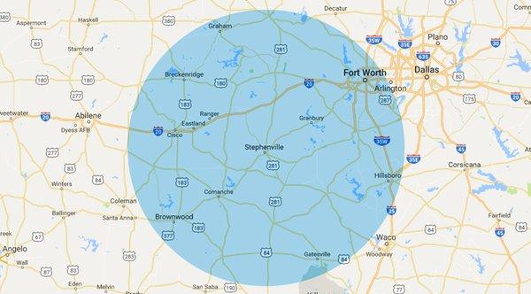 Range of Service 
Approximately 100-mile radius