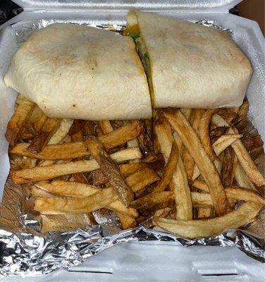 Buffalo Chicken Wrap and Fries