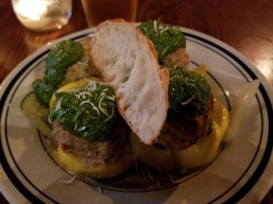 Pesto beef meatballs!